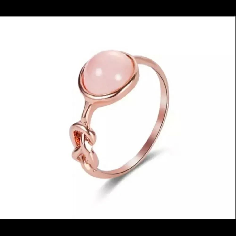 Rose Gold Pink Moonstone Knot Ring